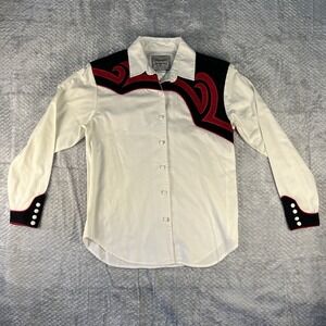Wrangler Western Show Shirt Womens M Rodeo Cowgirl Embroidered Yoke Southwest